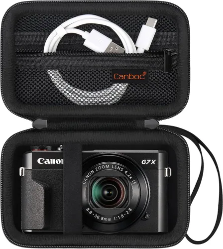 Vista 12 de Canboc Funda rígida para cámara digital Canon PowerShot G7X Mark III Mark II, PowerShot SX740 SX730, bolsa de malla para batería, cable USB, negro