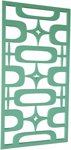 Vista 15 de MidCentury - Paneles de pared modernos de óvalos atómicos con explosiones de estrellas de estilo vintage, dorado, plateado, negro, menta, arte