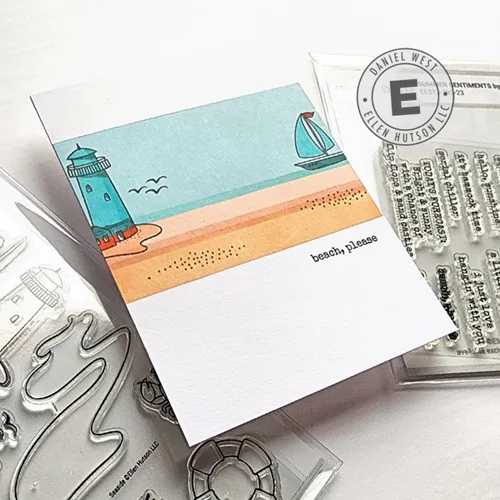Vista 3 de Ellen Hutson, Essentials by Ellen, Seaside Stamp & Die Set Combo, Estampación, Papelería, Tarjetas, Scrapbooking, Bricolaje, Náutico, Verano, Playa