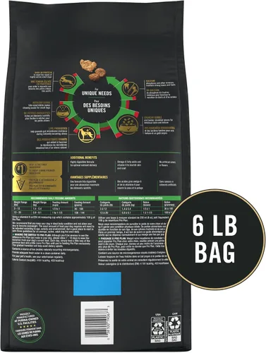 Vista 7 de Purina Pro Plan Alimento seco para perros de raza pequeña, mezcla triturada de carne de res y arroz con probióticos vivos garantizados, bolsa de 6