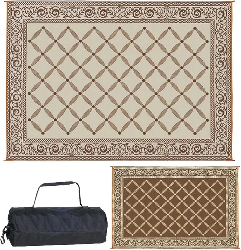 Vista 14 de Estera reversible Reversible Mats 119127, color marrón/beige de 9 x12 pies, Beige