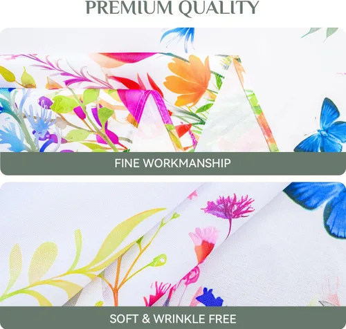 Vista 5 de Softalker Mantel rectangular de primavera – Mantel decorativo impermeable con patrón floral de Pascua, resistente a las manchas, sin arrugas