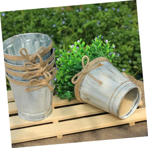 Vista 8 de Cabilock Jarrón de metal de hierro Shabby Chic jarrón vintage galvanizado de riego mini jarra de leche jarra de leche rústico contenedor contenedor