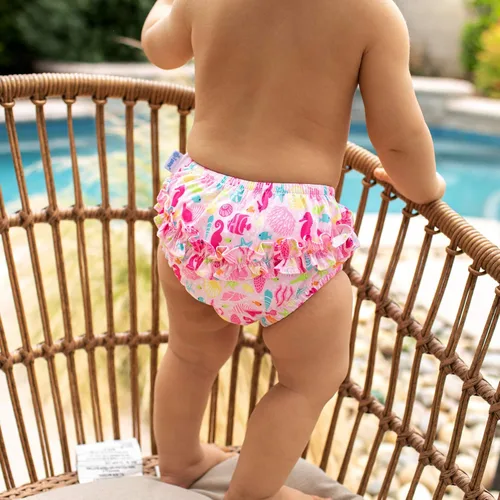 Vista 3 de i play Baby-Girls Ruffle Snap Reusable Absorbent Swimsuit Diaper