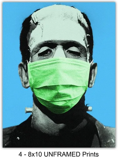 Vista 4 de Frankenstein - Pósteres de 8 x 10 ea – Decoración de Frankenstein – Decoración de cine en casa – Juego de arte de pared de película de terror