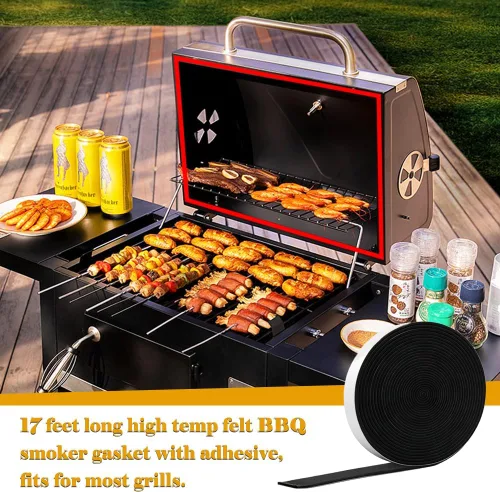 Vista 5 de Junta para ahumador de barbacoa, sello de parrilla de 17 pies de alto calor con adhesivo de 1/2 pulgada de ancho y 1/8 pulgadas de grosor (negro)