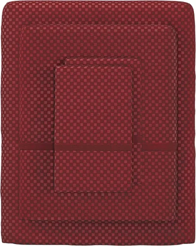 Vista 3 de Lavish Home Juego de sábana grabado en relieve, color blanco, King, Burgundy, gemelo