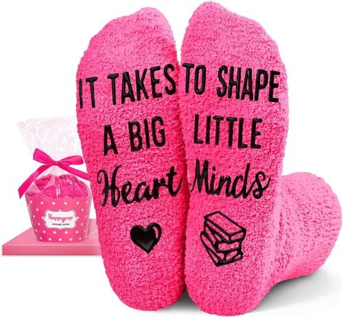 Vista 8 de Graduation Reading Gifts for Women - Book Graduation Teacher Socks for Her Fuzzy Degree Graduación Rosa Oscuro