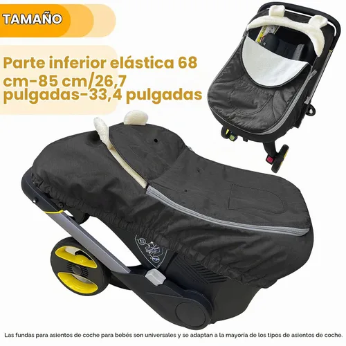 Vista 2 de Funda para asiento de automóvil, funda de asiento de automóvil para bebé, cubierta universal para asiento de automóvil para invierno, otoño Negro