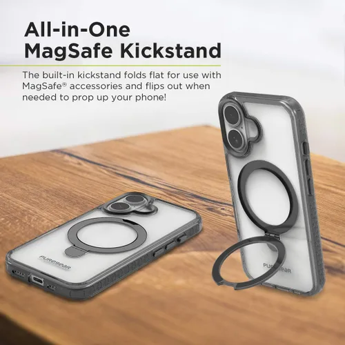 Vista 2 de PureGear Funda delgada para iPhone 16, con MagSafe (transparente/negro)