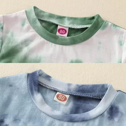 Vista 4 de Conjunto de 4 piezas para bebé y niño, ropa de verano con teñido anudado y pantalón corto