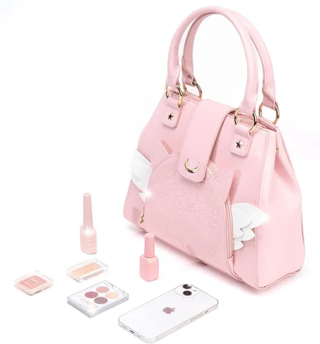 Vista 4 de BelugaDesign Sakura Purse - Bolso bandolera Kawaii rosa pastel para niñas y mujeres Bolso bandolera de princesa Cardcaptor Moon Anime Heart Wing