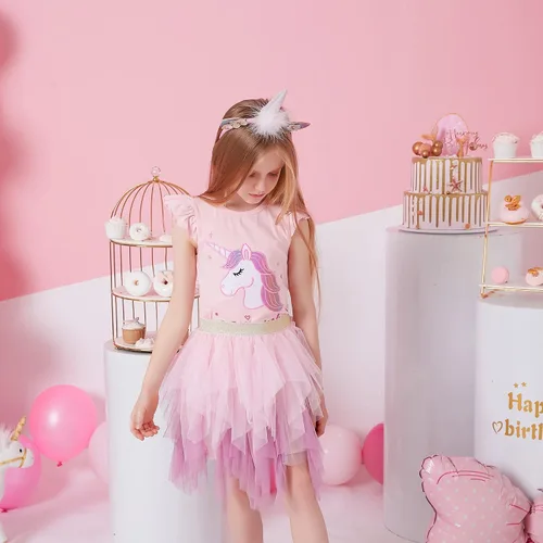 Vista 7 de DXTON Vestidos tutú para niñas y niñas, falda de tul con flores arcoíris