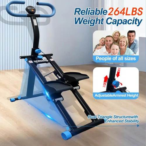 Vista 5 de Escalera para gimnasio en casa, máquina de entrenamiento vertical plegable, máquina de entrenamiento de cuerpo completo con asas ajustables, monitor