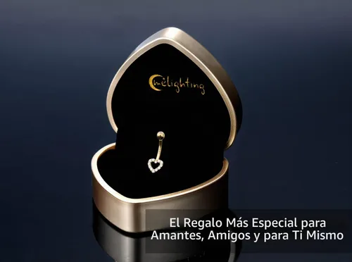 Vista 5 de Melighting Piercing de ombligo de oro de 14 quilates, joyería de piercing de ombligo de corazón con circonita cúbica transparente, joyería para mujer