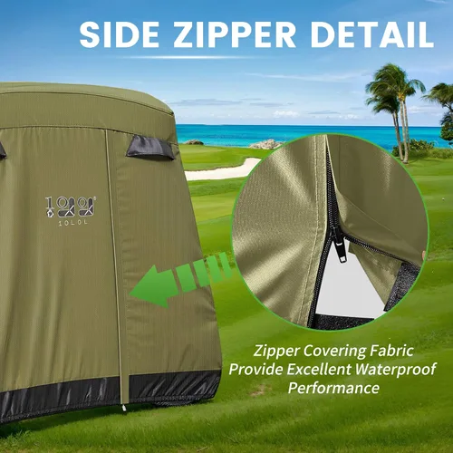 Vista 7 de 10L0L Funda para carrito de golf de 4 pasajeros se adapta a EZGO, Club Car, Yamaha, 400D, impermeable, resistente al viento, resistente al sol