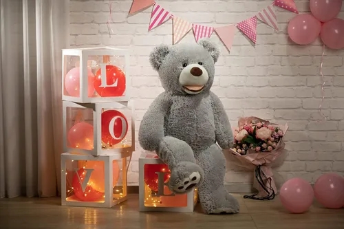 Vista 3 de HollyHOME Oso de peluche gigante de peluche con huellas para niños y novia, 39 pulgadas, color gris