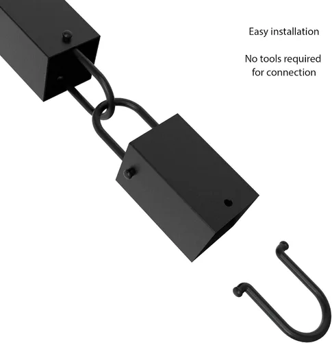 Vista 5 de Rain Chains Direct Extensión de cadena de lluvia de eslabones cuadrados, 3 pies de largo, aluminio, recubierto con polvo negro, reemplazo funcional