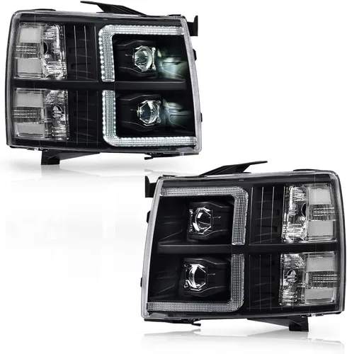 Vista 27 de G-PLUS Conjunto de faros, compatible con Chevy Silverado 2007 2008 2009 2010 2011 2012 2013 2014 Chevy Silverado parachoques faro, lente