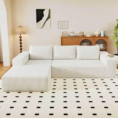 Vista 61 de Sofá modular de 95 pulgadas, sofá de nube en forma de L sin hueso con diván, asiento profundo tapizado de pana de espuma viscoelástica, no requiere