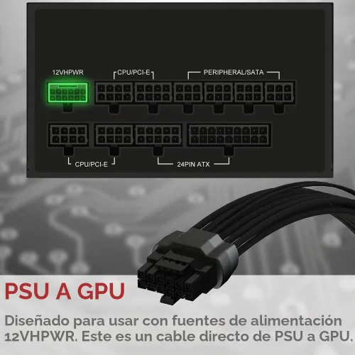 Vista 4 de LINKUP 12VHPWR Cable de extensión de alimentación GPU 15.7 in Negro