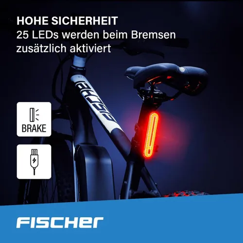 Vista 3 de Fischer LED Akku Stableuchte, Rücklicht, Fahrradbeleuchtung, Fahrrad-Rückleuchte, barra auxiliar, Schutzart IPX4, negro