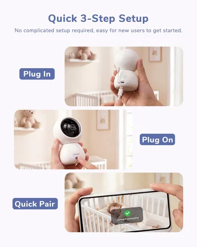 Vista 9 de WiFi Baby Monitor with 6.5" Touchscreen, 4MP Camera, 5X Zoom White