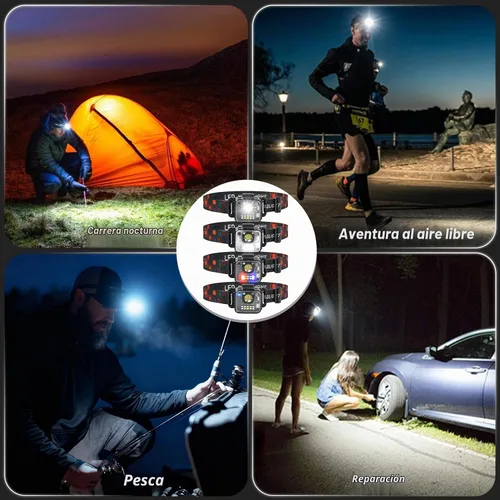 Vista 6 de Linterna frontal recargable, paquete de 4, 3000 lúmenes, linterna frontal brillante ultraligera, linterna LED portátil desmontable con clip, 5 modos