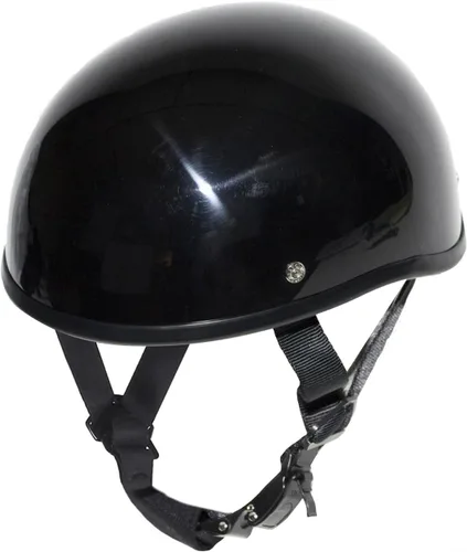Vista 8 de Gorra alemana con diseño de calavera con acabado negro brillante básico con correa ajustable para la barbilla