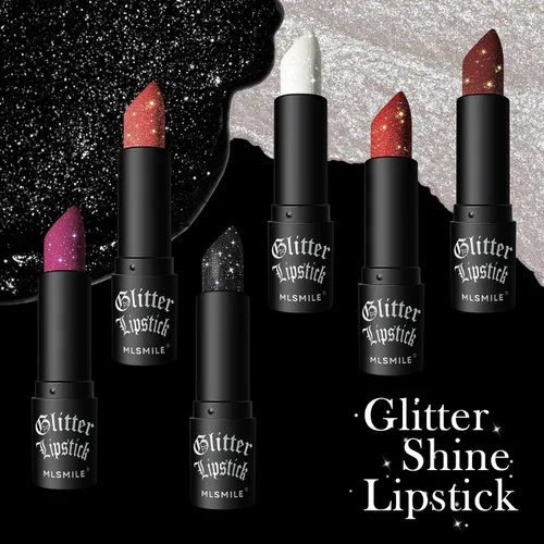 Vista 4 de Lápiz labial Diamond - Brillo de labios y sombra de ojos impermeable de larga duración, con purpurina, copa antiadherente de alto brillo, brillo