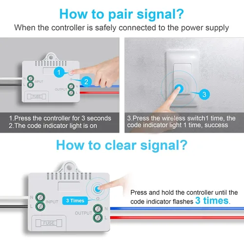 Vista 7 de Milfra Paquete de 2 interruptores de luz inalámbricos y kit de receptor (paquete de 2) autoalimentado (no requiere batería), interruptor de luz
