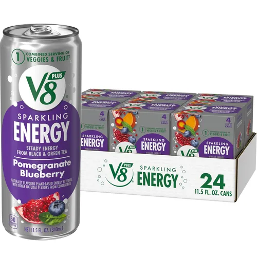 Vista 16 de V8 +ENERGY Bebida Energética de Cereza Negra, lata de 11.5 fl oz (paquete de 4)