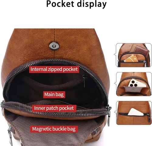 Vista 141 de LUKZIJAES Bolso bandolera de cuero genuino para hombre