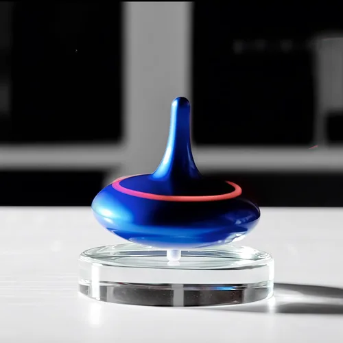 Vista 2 de Tapa giratoria eléctrica con base de vidrio, giro sin fin de 4 horas, espectáculo de luz LED para concentración, calma y creatividad, regalo Azul