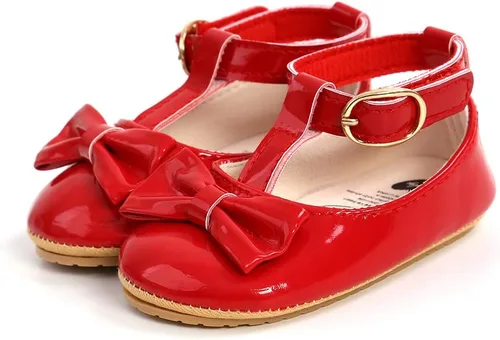 Vista 6 de SOFMUO Zapatos planos Mary Jane para bebés y niñas con lazo, zapatillas de ballet para niños pequeños, zapatos de vestir de princesa para boda