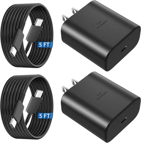 Vista 20 de Cargador USB C súper rápido de 45 W, cargador tipo C, bloque de carga rápida para teléfono Android con cable de carga tipo C de 3 pies para Samsung