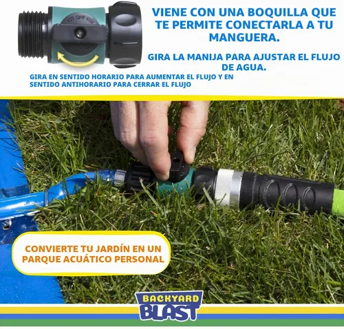 Vista 6 de BACKYARD BLAST Manguera de rociador de 31 pies, accesorio de tobogán de agua y aspersor de césped