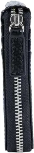 Vista 5 de Cartera RFID con bolsillo con cremallera para hombre, Negro -, Cremallera interior de fibra de carbono Id