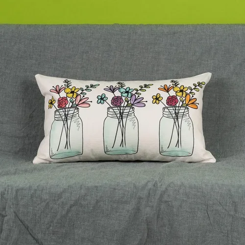 Vista 2 de ONWAY Funda de almohada lumbar de 12 x 20 pulgadas, diseño de florero floral de primavera y verano, decoración de patio, para sofá, cama