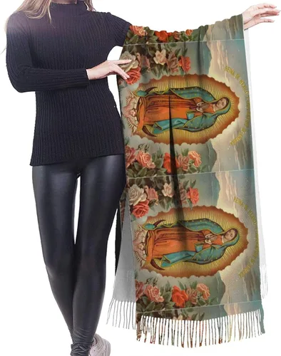 Vista 3 de Our Lady Of Guadalupe Virgin Mary Soft Cashmere - Bufandas ligeras para mujer, chales grandes y envolturas, Negro