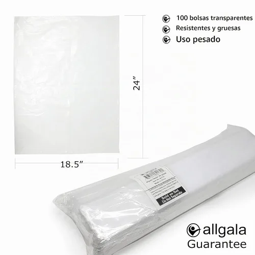 Vista 2 de Allgala Bolsas de empaquetado plásticas abiertas gruesas resistentes del PE de 3 mil/claro - bolso 18x24-100