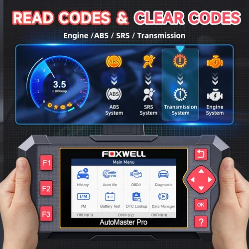 Vista 3 de FOXWELL Herramienta de diagnóstico del escáner OBD2 NT604, ABS/SRS/transmisión/comprobación del lector de código del motor para automóviles