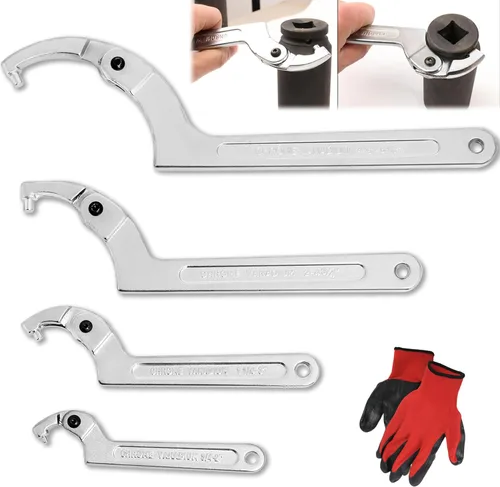 Vista 7 de Herramienta de Llave de Gancho Ajustable en C, Cromo Vanadio 3/4-2"(19-51mm)+2-4 3/4"(51-121mm) Juego de Llaves - Utilizada para Apretar Tuercas