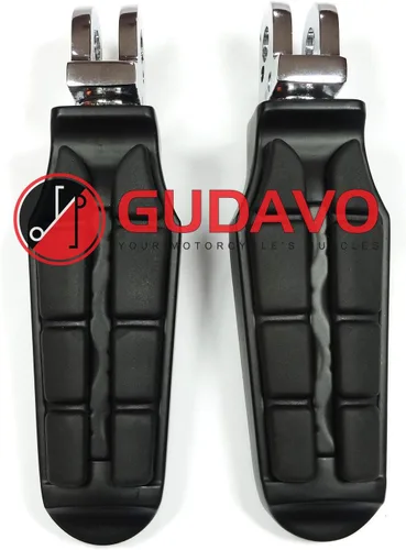 Vista 14 de Motocicleta cromo aluminio pie clavijas delantero pedal conductor clavijas con soportes para HONDA VF750 MAGNA 1996-2004 (G3I negro)