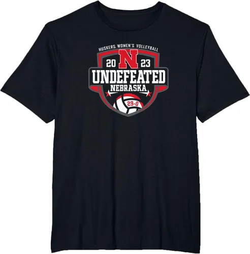 Vista 4 de Nebraska Cornhuskers Camiseta de voleibol invicto 2023 para mujer, Negro