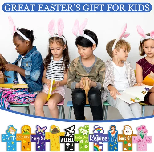 Vista 6 de Eaasty 50 marcadores magnéticos de Pascua, regalos de Pascua para adultos, con diseño de cruz de Jesús resucitado, clips para entusiastas