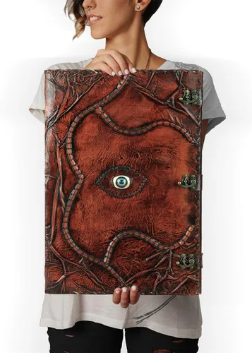 Vista 11 de Cuaderno de piel de hechizos personalizable Hocus Pocus con diseño de tercer ojo, papel con borde antiguo, grimorio vintage, cuaderno de bruja