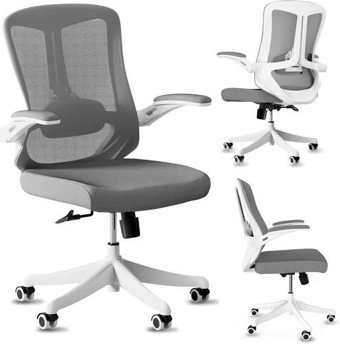 Vista 12 de Silla de oficina de malla, ergonómica con soporte lumbar, color negro, estilo moderno, respaldo de malla, bloqueo de inclinación de 90-135