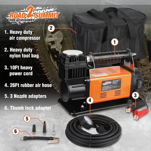 Vista 9 de Kit de compresor de aire portátil de 12 V resistente que infla 6.35 CFM (180 L/min), máximo 150 PSI, kit de compresor de aire todoterreno