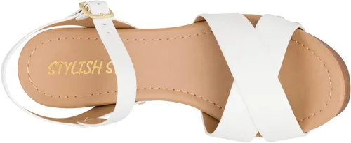 Vista 6 de STYLISH S SHIFT - Sandalias de tacón de plataforma de madera sintética con correa de tobillo y puntera abierta para mujer